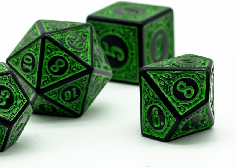 Poludie DND Dice Set -D&D Polyhedral Dice (7 Pcs) with Black Dice Bag for Dungeons and Dragons Role Playing Dice Games RPGs (Dice-Green with Black Edge) - Image 4